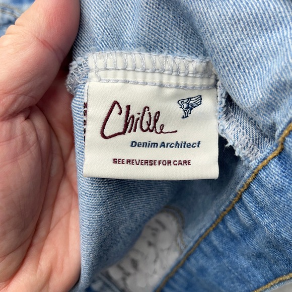 Chiqle Denim Architect Lace Back Jean Vest Women Medium Blue Frayed Distressed - Picture 3 of 8